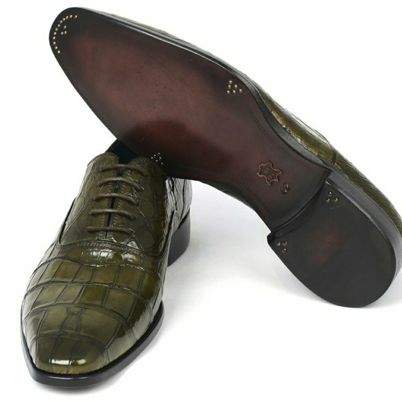 Paul Parkman Green Genuine Crocodile Oxfords - Picture 4 of 6